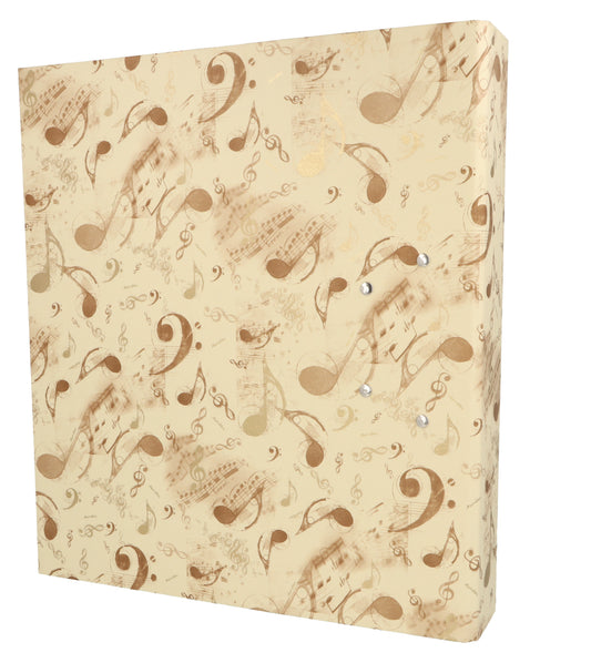 Ordner für DIN A4, creme mit golden glänzenden Noten