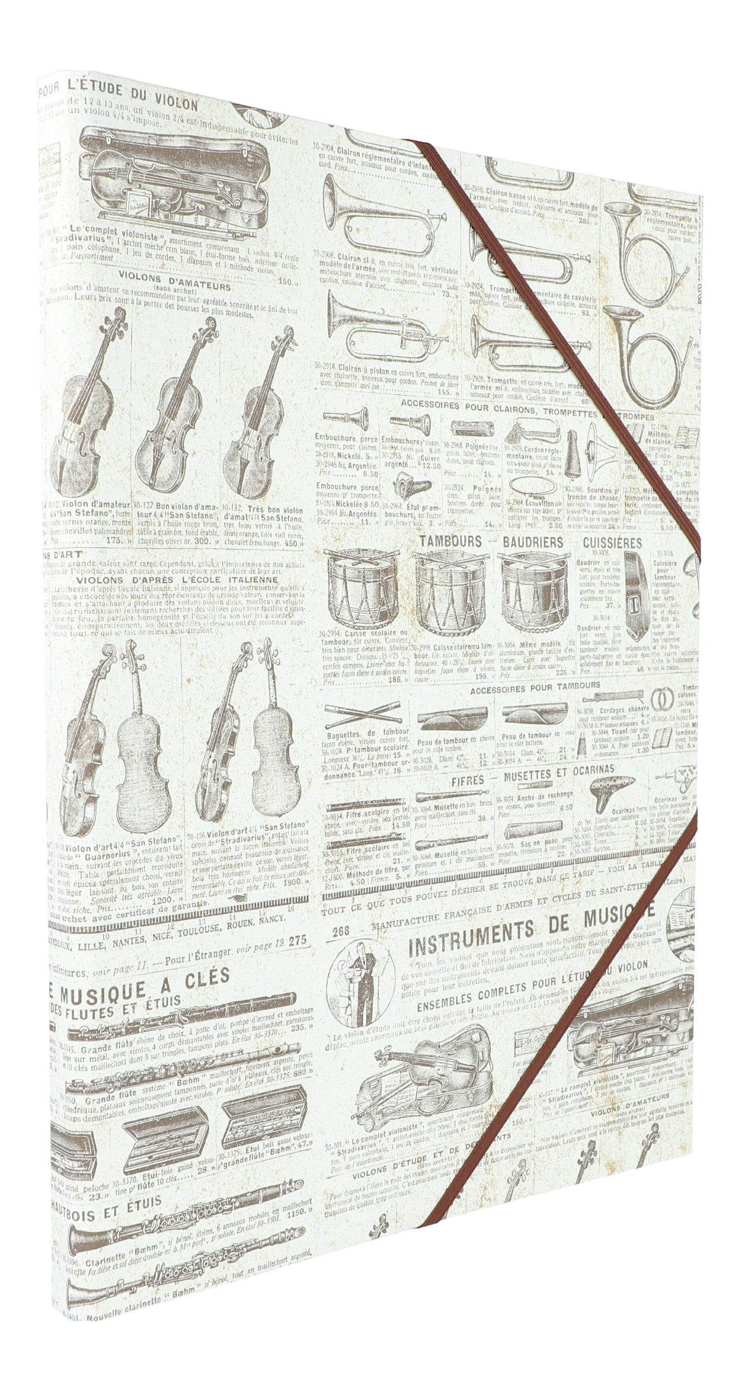 VINTAGE folder with instruments and text for DIN A4