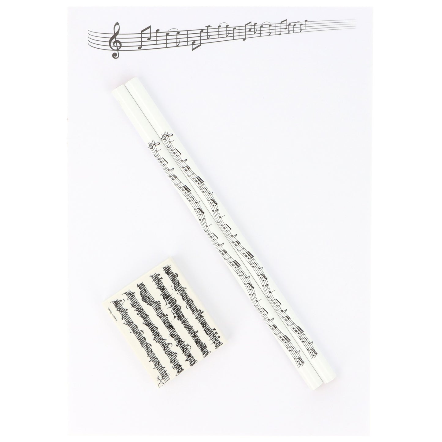 Schreibset mit Notizblock A5, Bleistiften und Radiergummi