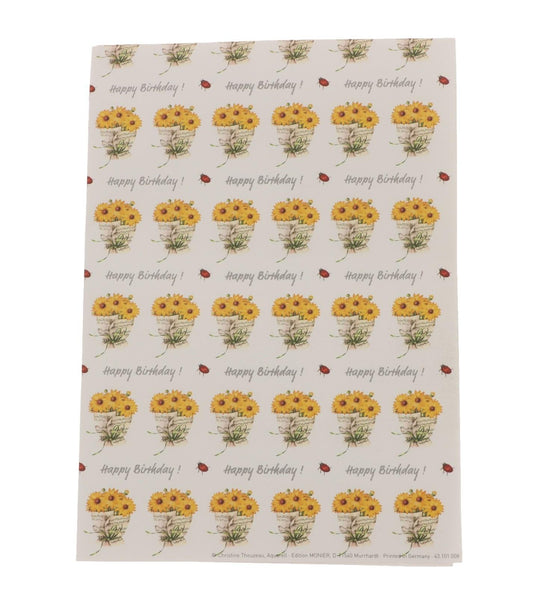 Gift Wrap Sheet Music with Sunflowers, Happy Birthday