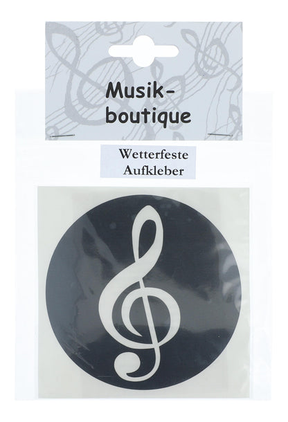 round treble clef sticker in black, silver, gold or white