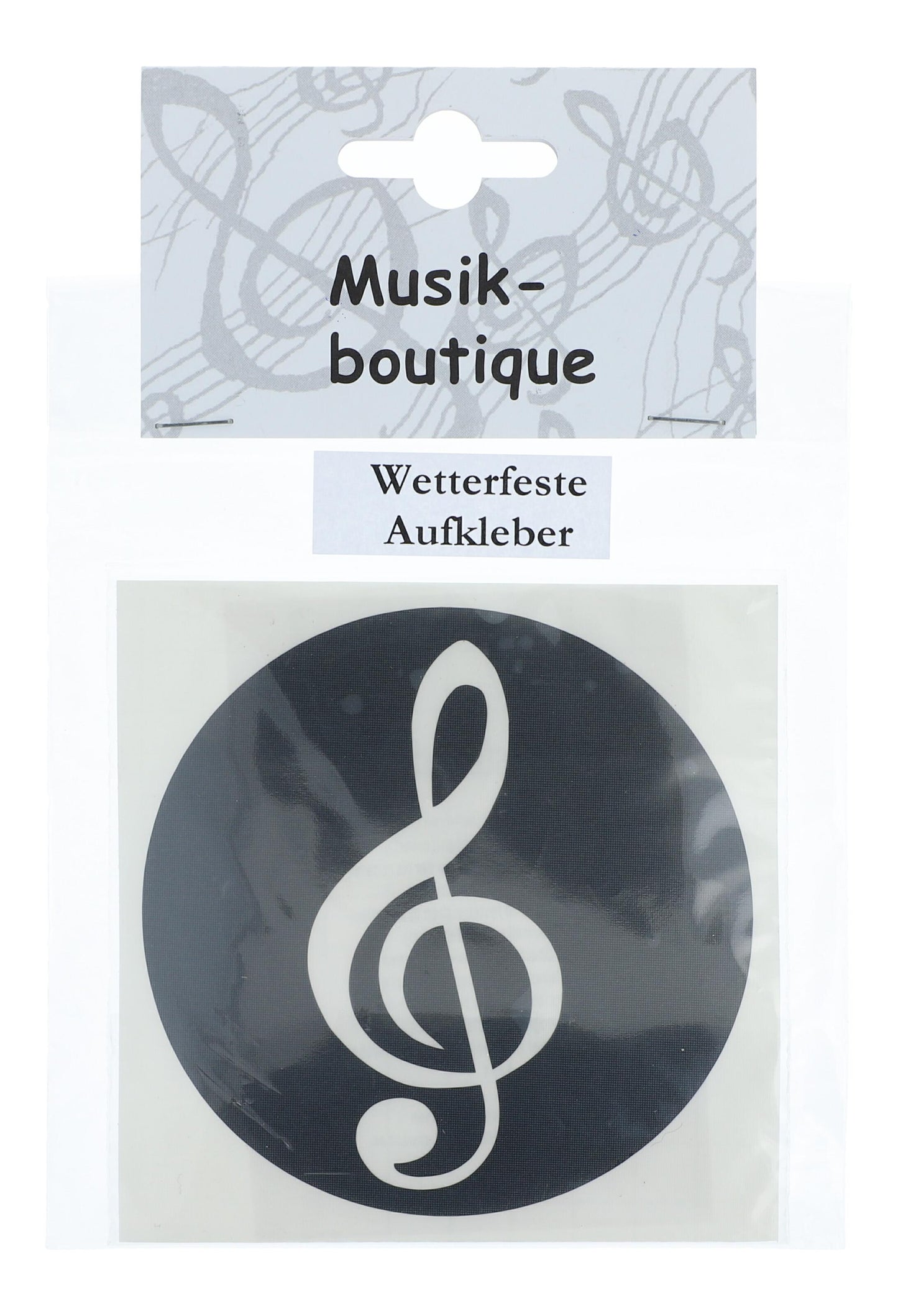 round treble clef sticker in black, silver, gold or white