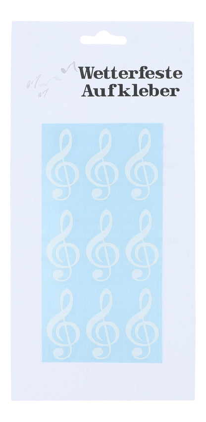 Treble clef stickers, 1 sheet with 9 pieces in black, gold or silver