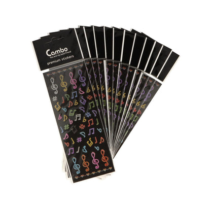 12 sheets of colorful treble clef and note stickers