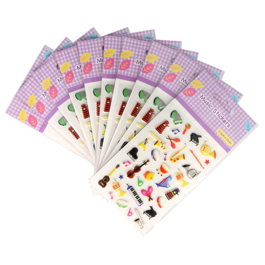 10 Bogen Musik-Sticker mit bunten Instrumenten