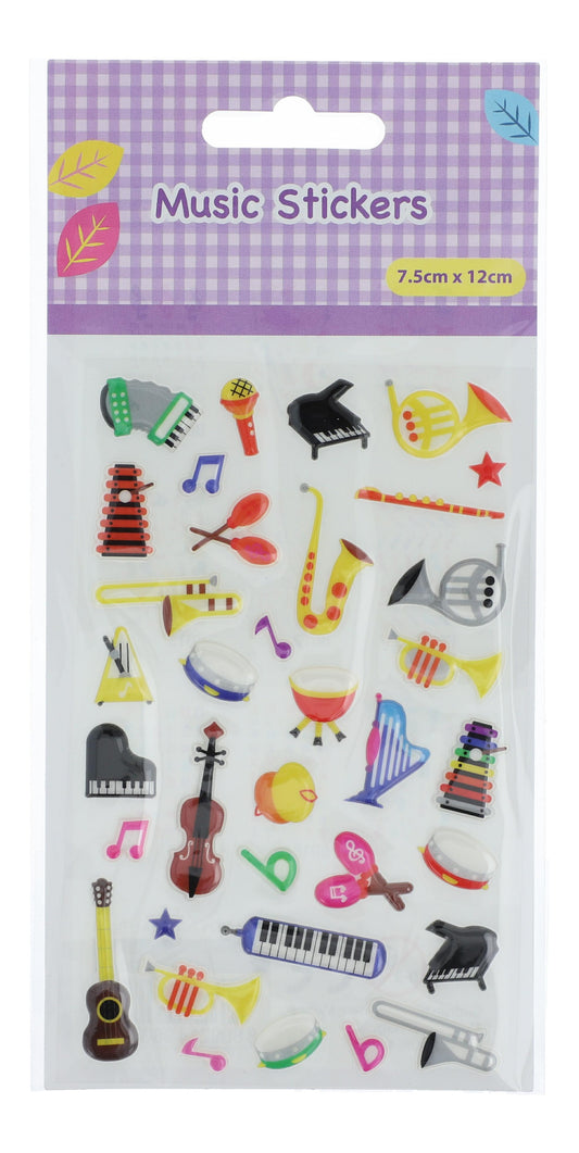 Music stickers with colorful instruments (1 sheet)