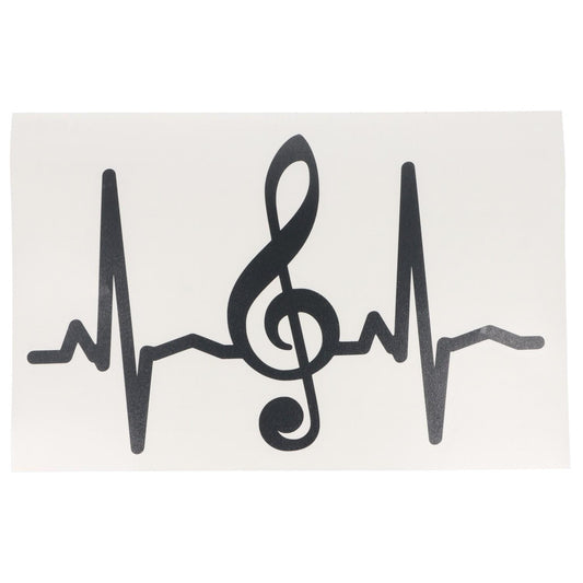 Musikalischer Autosticker Herzschlag, mittig ein Violinschlüssel