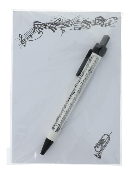 Writing set ballpoint pen and A6 pad with various instruments