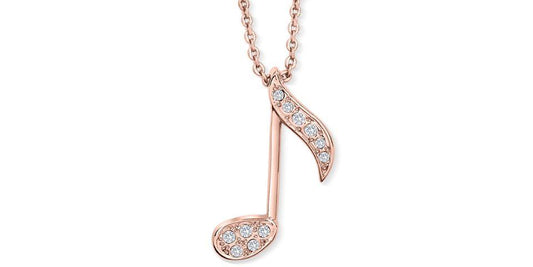 Pendant with chain "Strauss Note" in rose gold with crystals