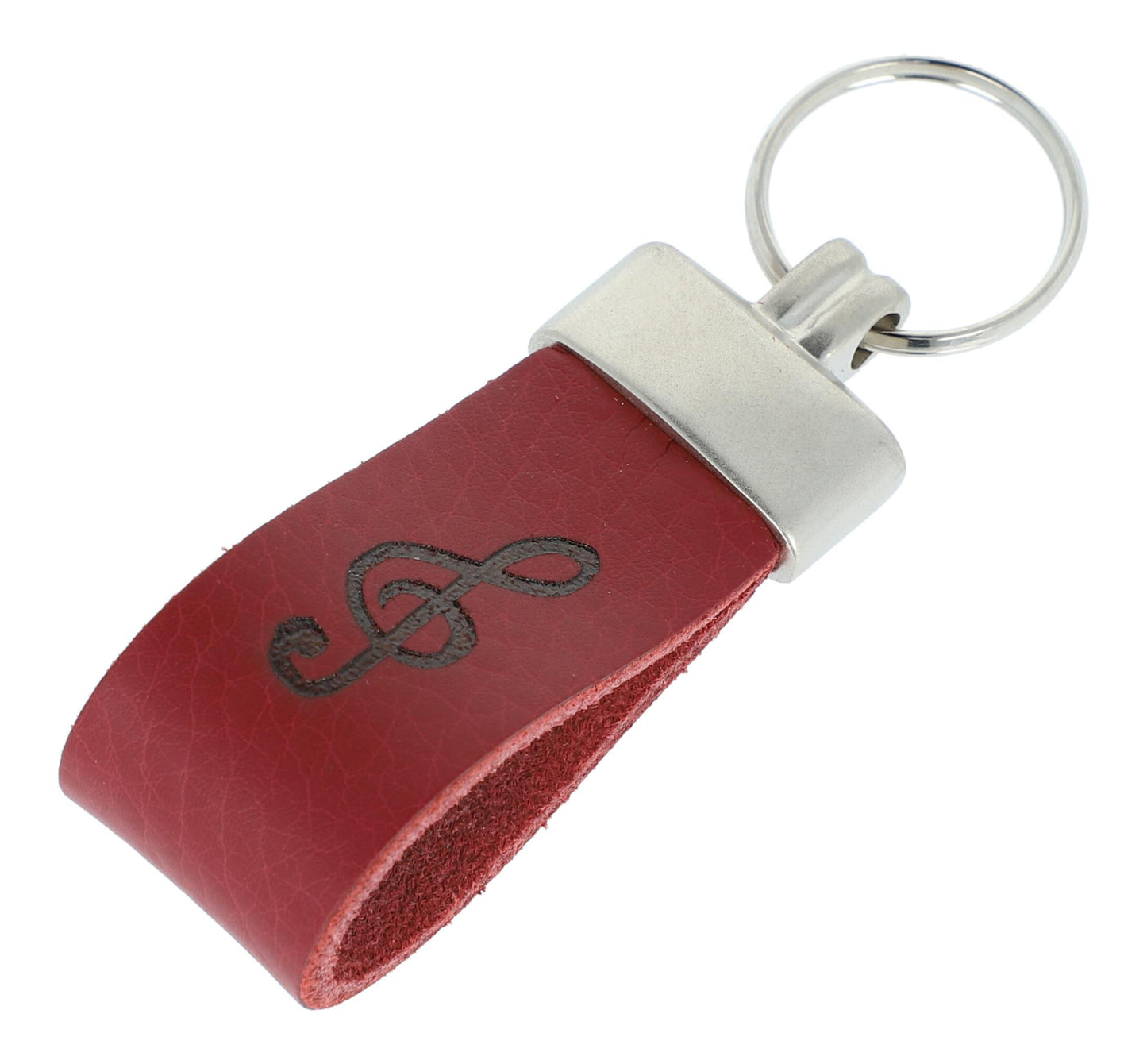 Treble clef leather keychain, embossed, various colors