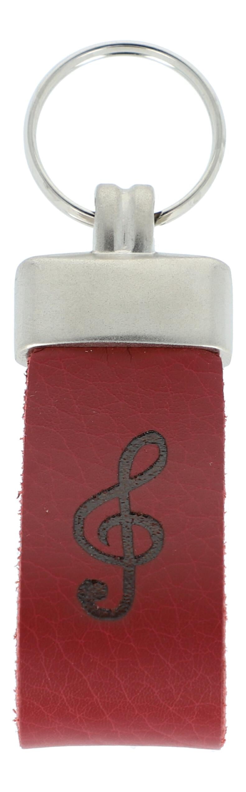 Treble clef leather keychain, embossed, various colors