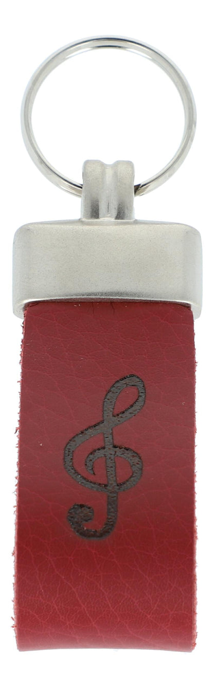 Treble clef leather keychain, embossed, various colors