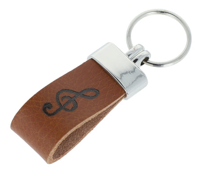 Treble clef leather keychain, embossed, various colors