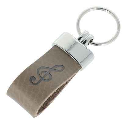 Treble clef leather keychain, embossed, various colors