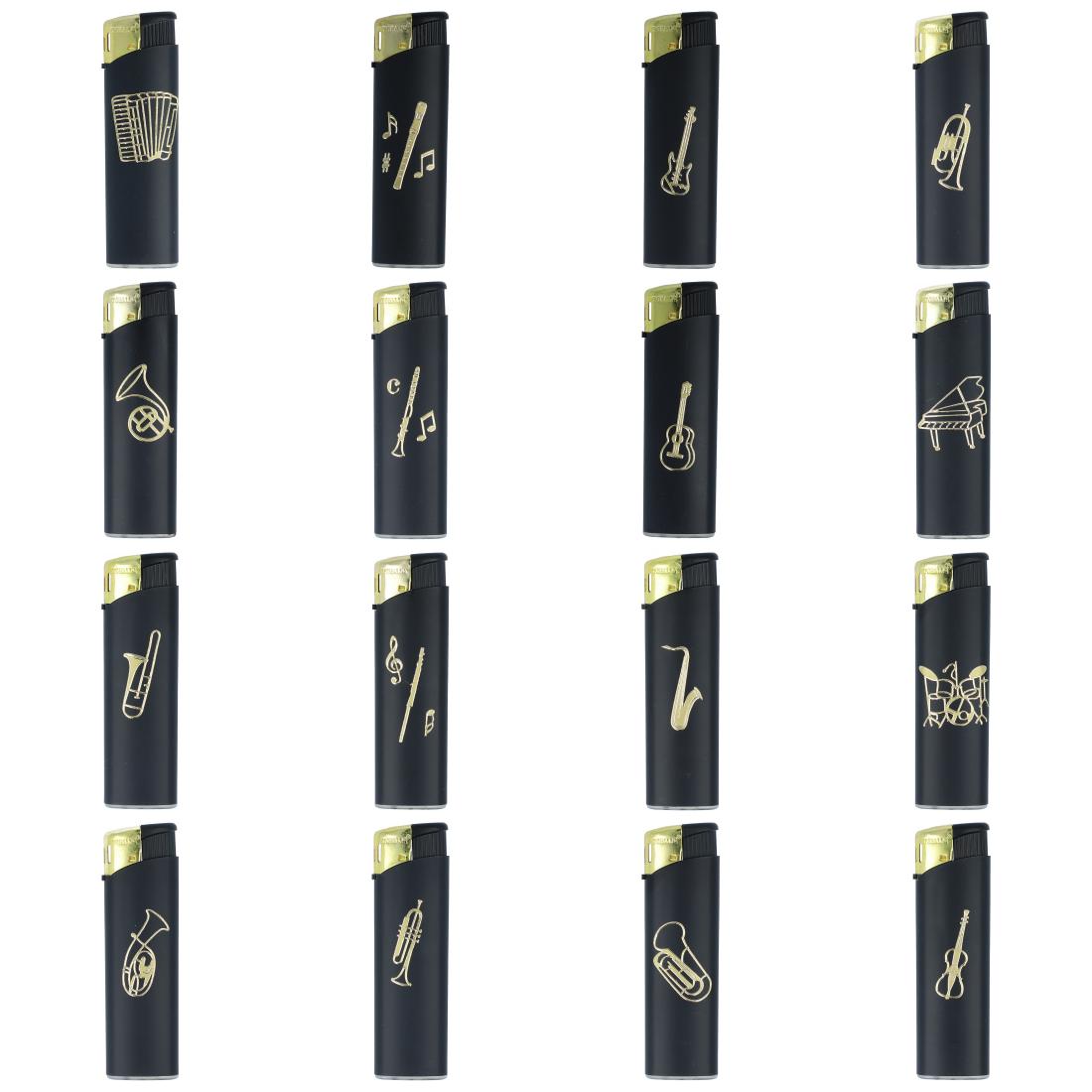 Electronic lighter black/gold with instrument motif