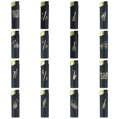 Electronic lighter black/gold with instrument motif