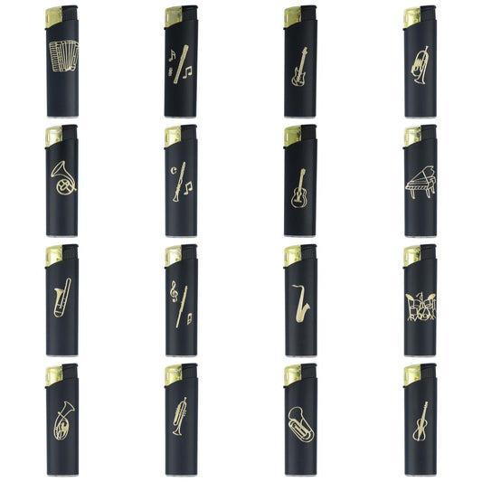 Electronic lighter black/gold with instrument motif