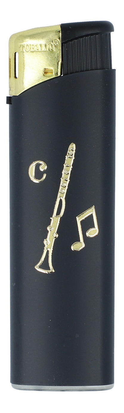 Electronic lighter black/gold with instrument motif