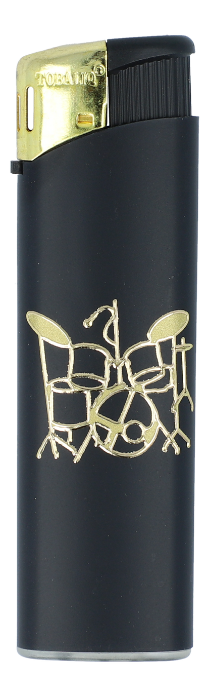 Electronic lighter black/gold with instrument motif