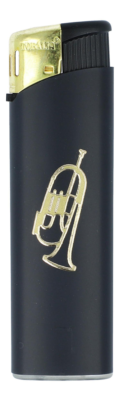 Electronic lighter black/gold with instrument motif