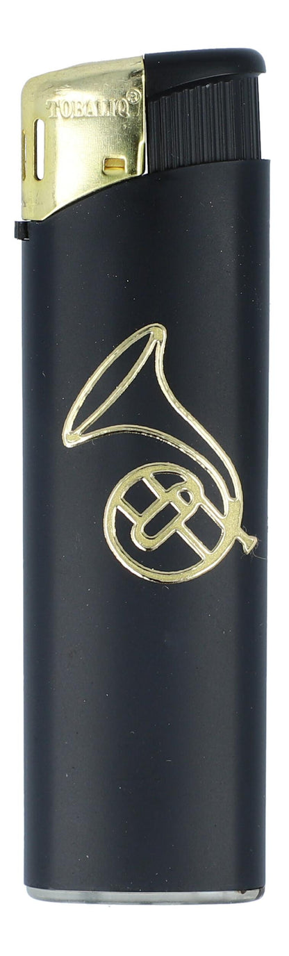 Electronic lighter black/gold with instrument motif