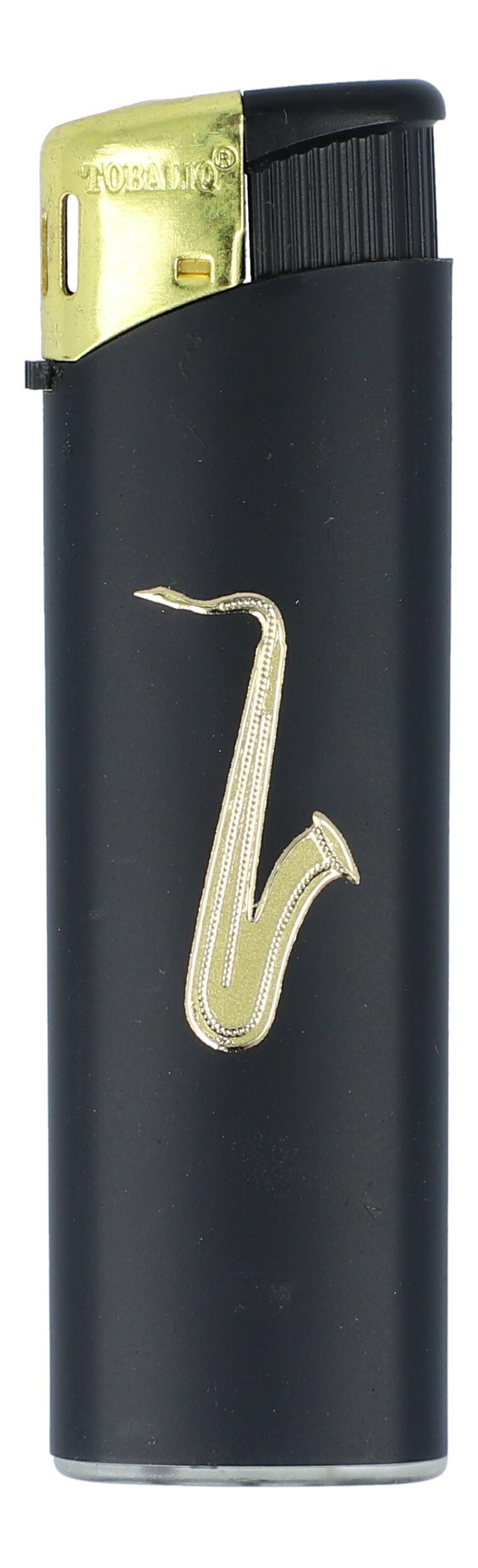 Electronic lighter black/gold with instrument motif