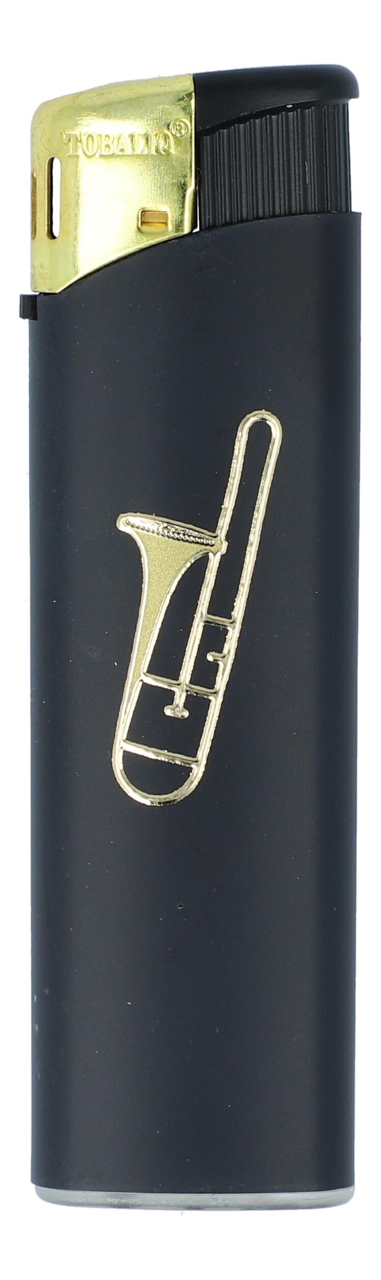 Electronic lighter black/gold with instrument motif