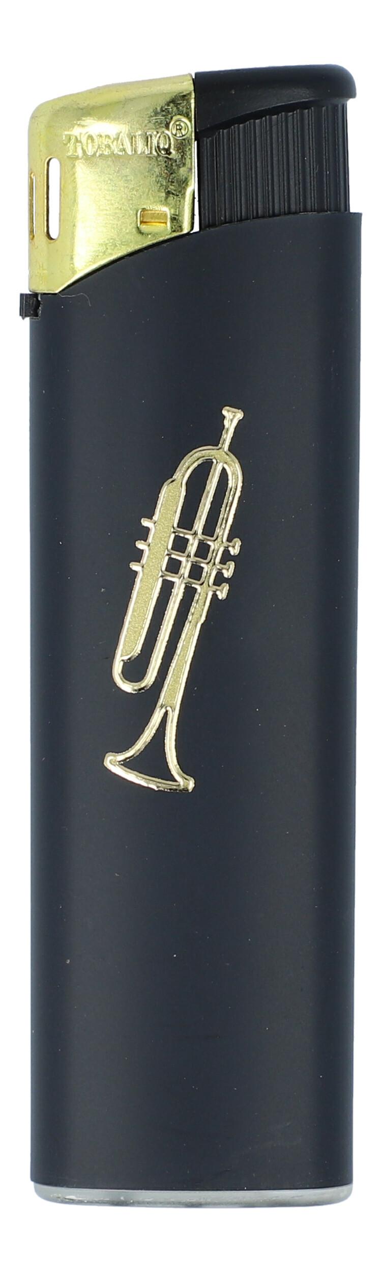 Electronic lighter black/gold with instrument motif