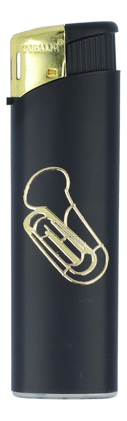 Electronic lighter black/gold with instrument motif