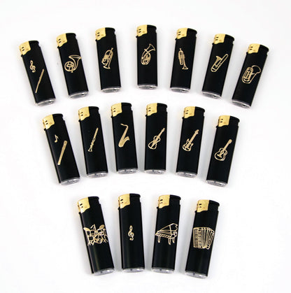 Electronic lighter black/gold with instrument motif