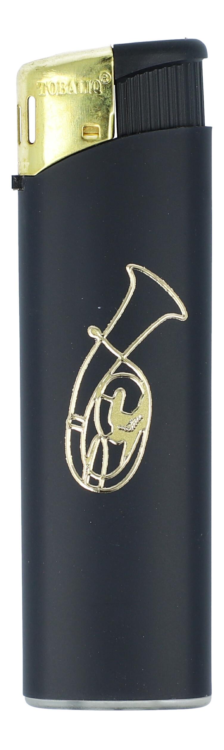 Electronic lighter black/gold with instrument motif