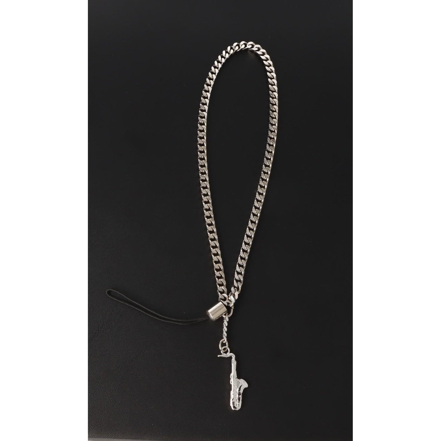 Mobile phone pendant silver-plated, saxophone