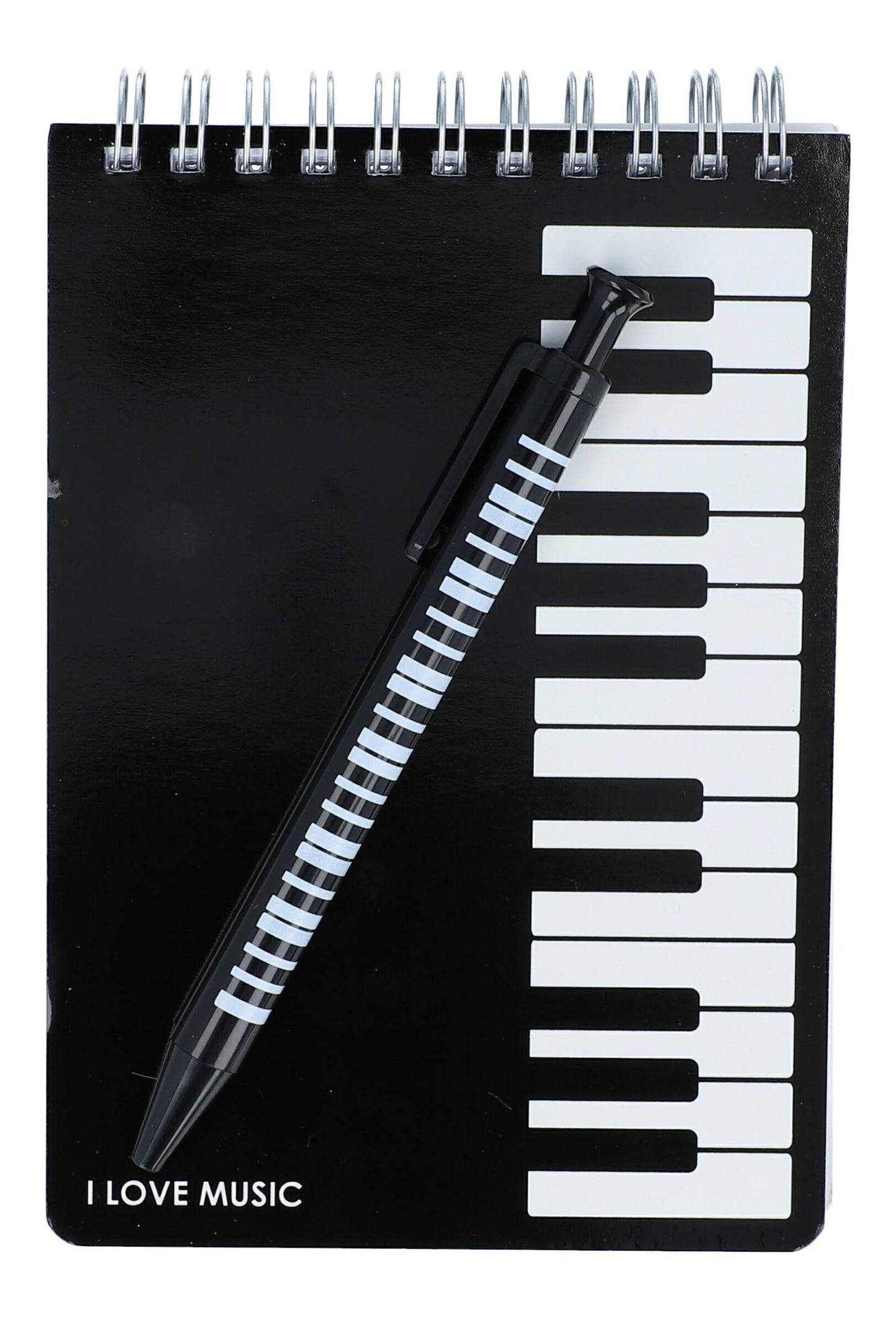 Keyboard writing set with spiral notebook and ballpoint pen