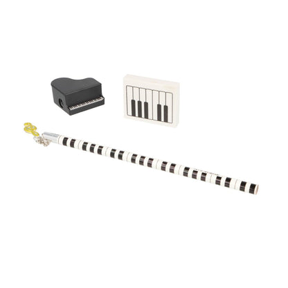 Keyboard writing set with pencil, sharpener and eraser