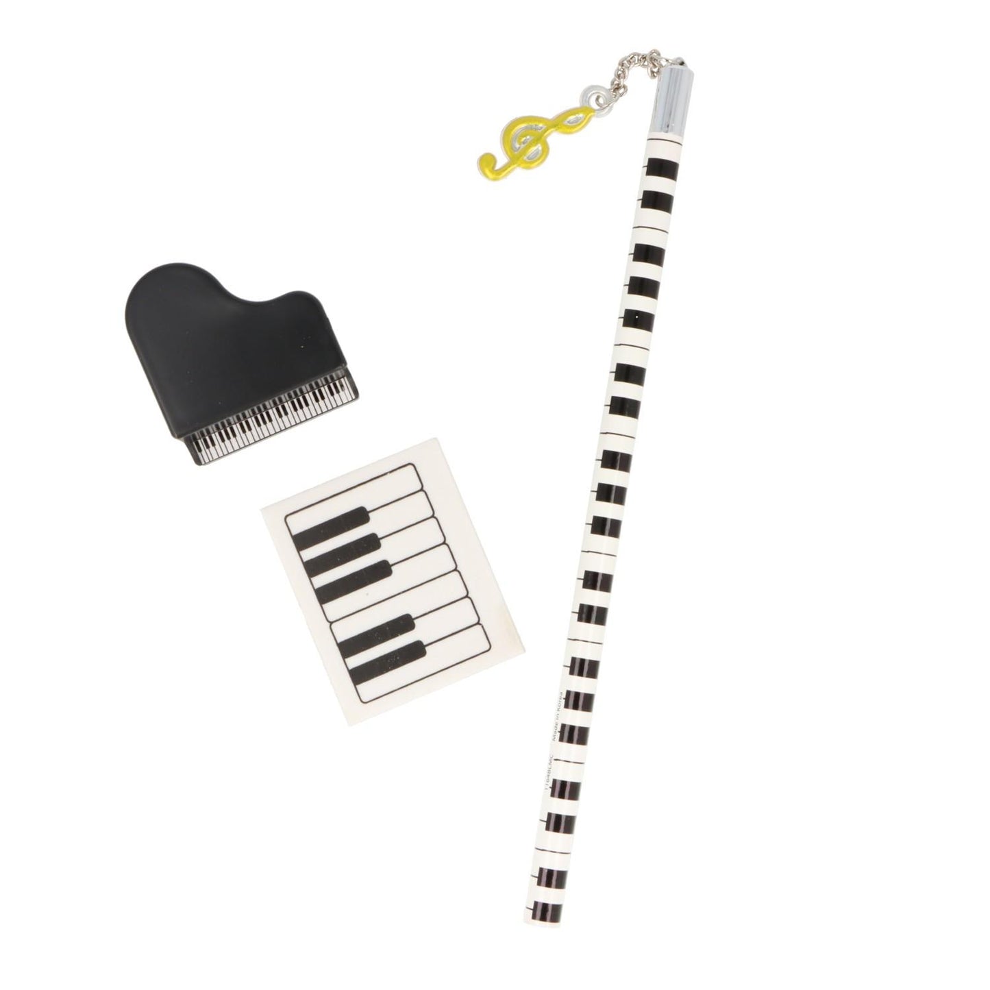 Keyboard writing set with pencil, sharpener and eraser