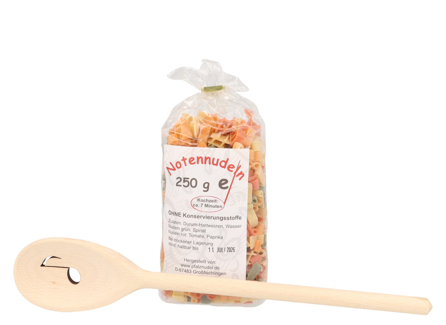 Geschenkset  mit Noten-Nudeln und Achtelnote-Kochlöffel in Tragetasche