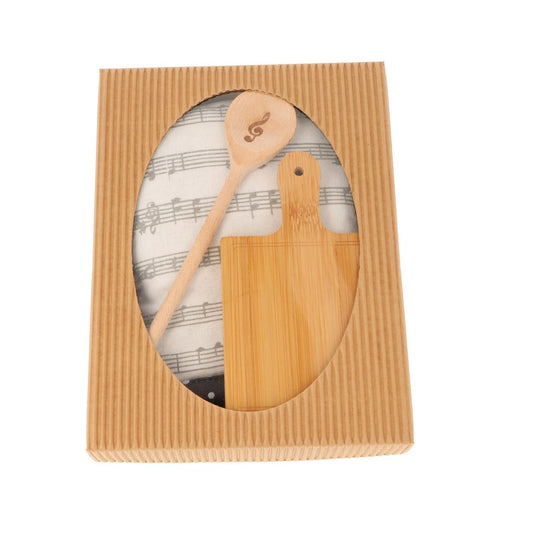 Gift set with oven glove "Schnappi", mini wooden spoon and mini board