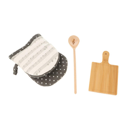 Gift set with oven glove "Schnappi", mini wooden spoon and mini board