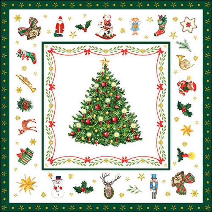 Servietten Christmas evergreen white