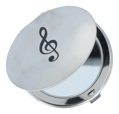 round double pocket mirror with treble clef