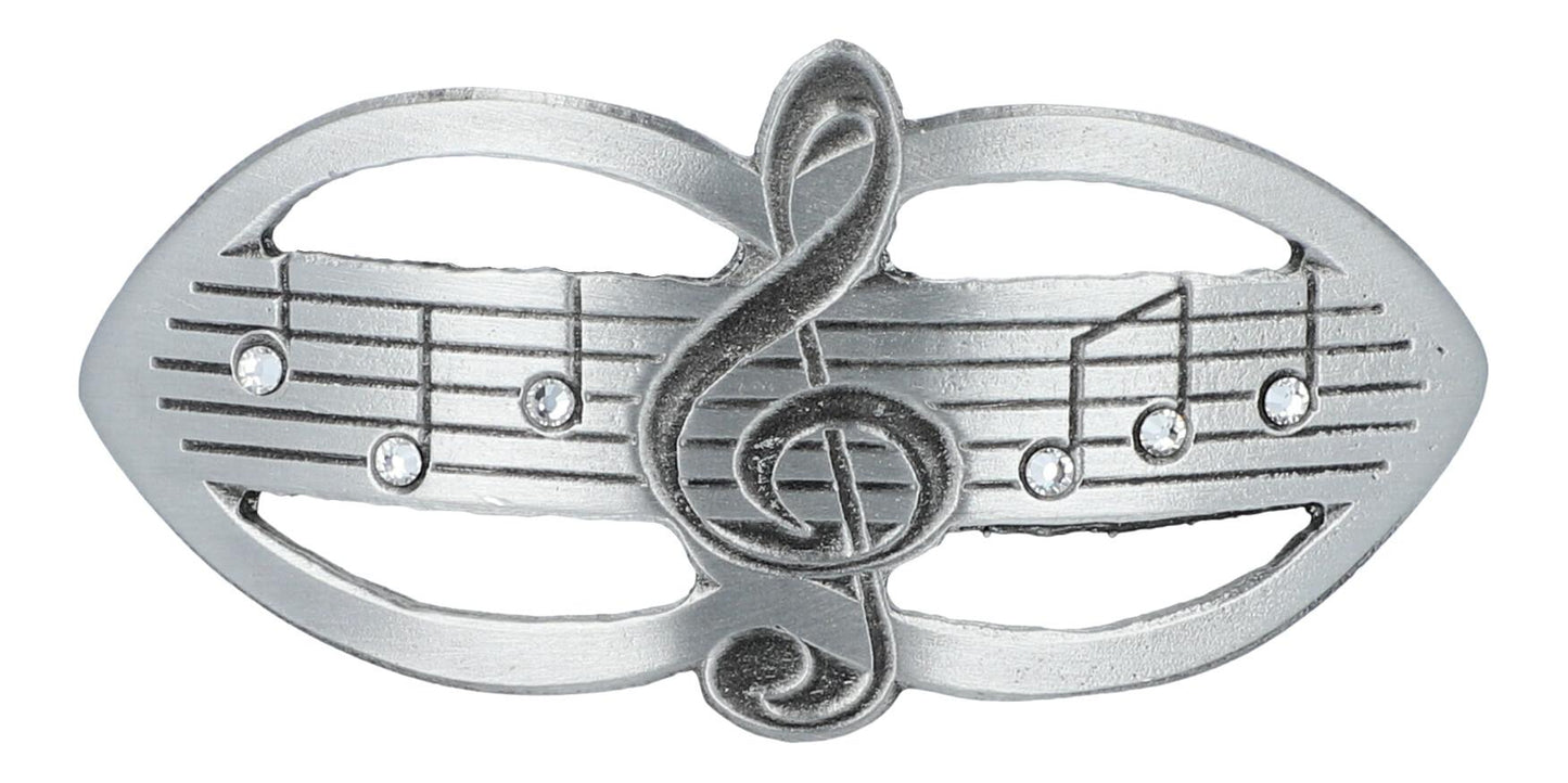 Hair clip treble clef and notes with crystal stones