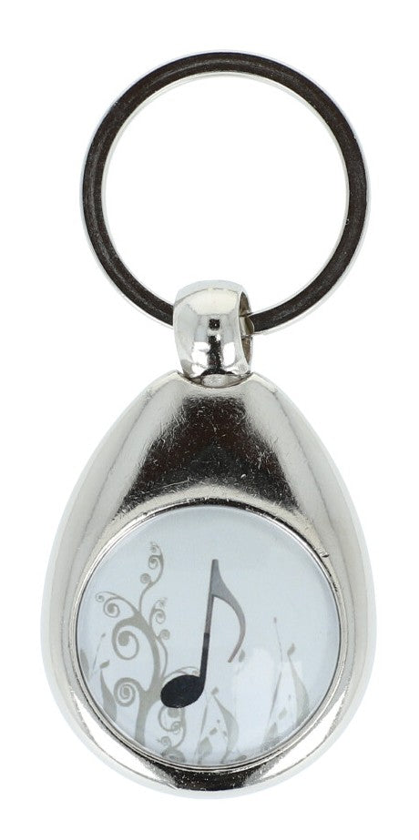 Keyring with musical motifs (one-sided), metal case