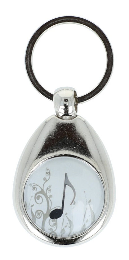 Keyring with musical motifs (one-sided), metal case