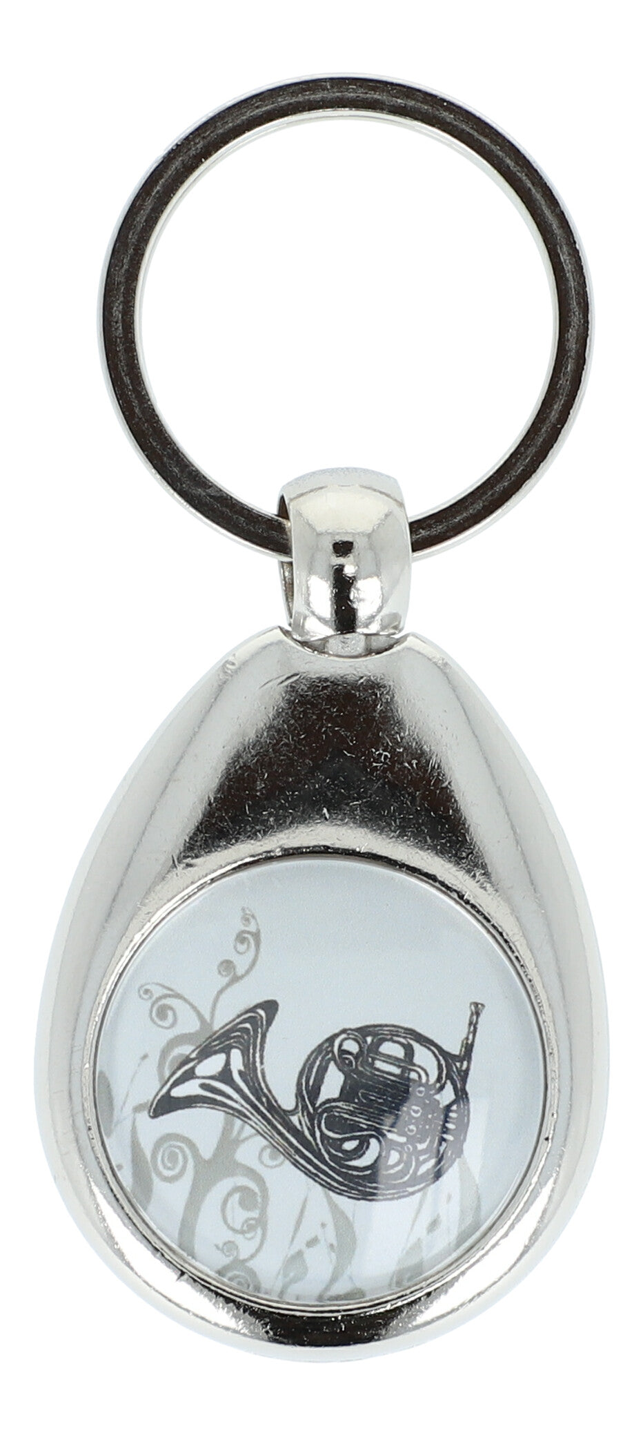 Keyring with musical motif and shopping chip, various instruments
