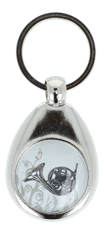 Keyring with musical motif and shopping chip, various instruments