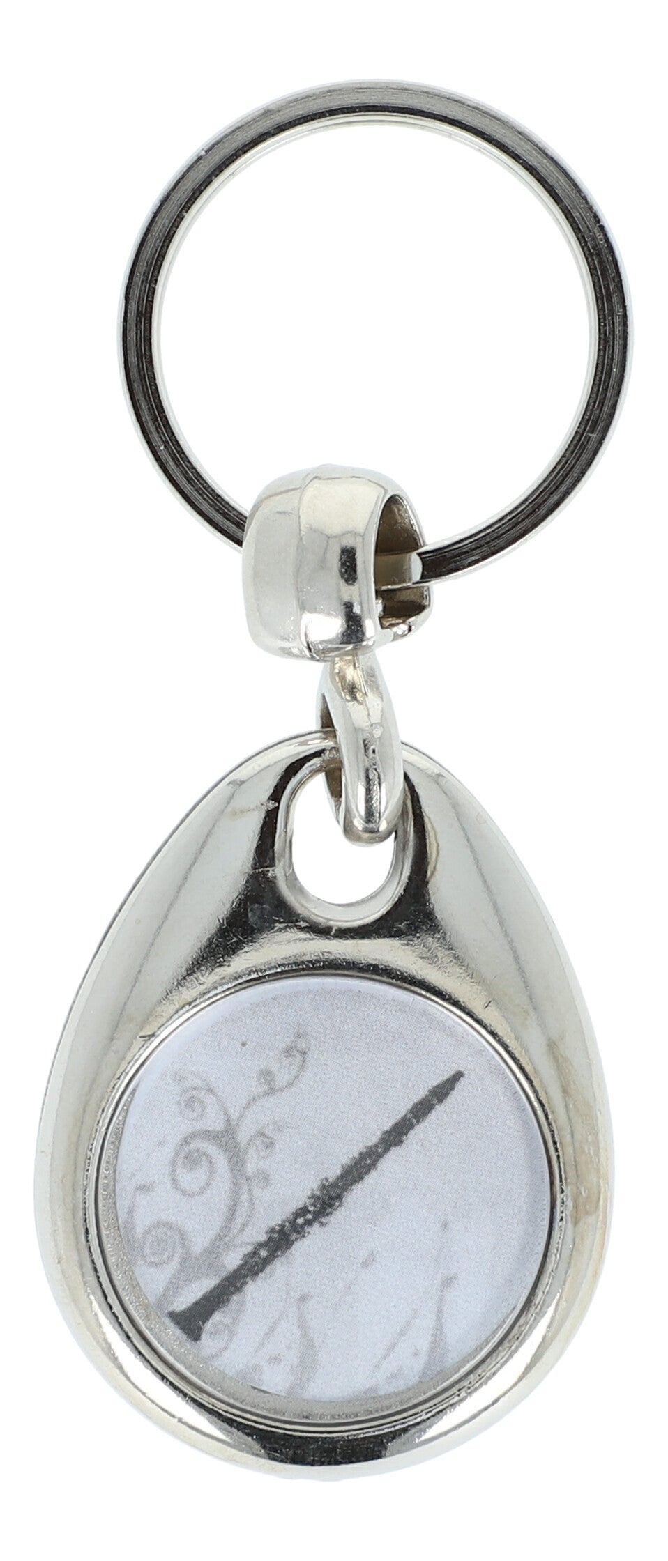 Keyring with musical motif and shopping chip, various instruments