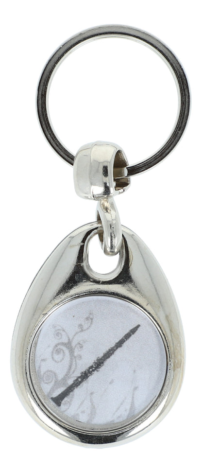 Keyring with musical motif and shopping chip, various instruments