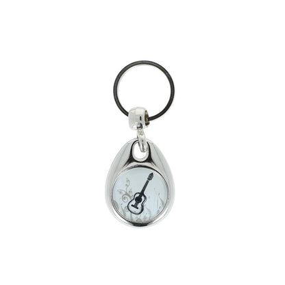 Keyring with musical motifs (one-sided), metal case