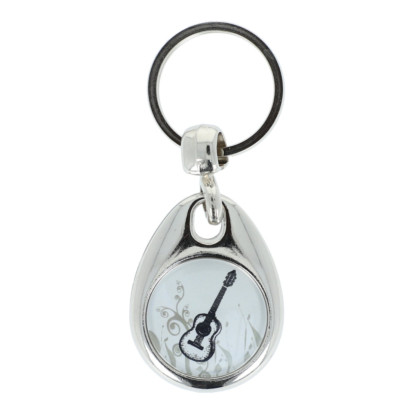 Keyring with musical motif and shopping chip, various instruments