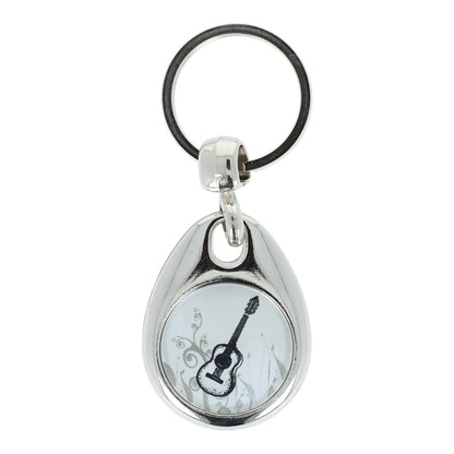 Keyring with musical motif and shopping chip, various instruments